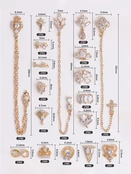 5pcs/veliko razkošje 3d zlitine Cirkon verige nail art okraski dobave kristali okrasnih draguljev nohti pribor nakit čare