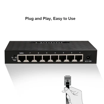 8 Port Gigabit Nerwork Stikalo 10/100/1000Mbps Gigabit Ethernet Omrežja Lan Stikalo Hub Visoko zmogljivih Pametnih Ethernet Preklopnik