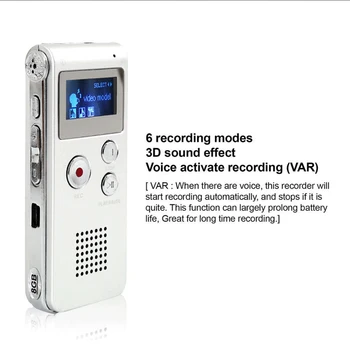 8GB Snemalnik zvoka USB Strokovno 30 Ur Dictaphone Digitalni Zvok/Sound/Snemalnik Z WAV, MP3 Predvajalnik Glasbe