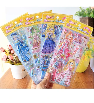 8sheets /veliko kawaii Obleko gor Nalepke girls Moda 3D cartoon PVC nalepka nepremočljiva otroci igrače darila nove sloge