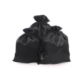 8x10cm Črne torbice 100 kozarcev za Darilo, Nakit, Torbica, Moda Saten Krpo Vreče Vrvico Obrti Vrečko Vrečki na Debelo