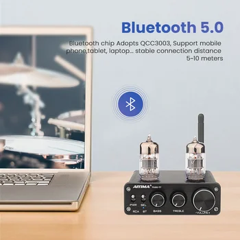 AIYIMA 6N3 Cev Oja HiFi Stereo pre-amp Bluetooth 5.0 Preamplifier Vakuumske Žolč Visoki, Nizki Ton Nadzor HD Kakovost Zvoka