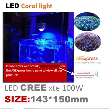 Akvarijih led luči 100W CREE Morski Koralni Greben Žarnice za Čarobno ribe Saltswater Sveža voda tank tank dodatki