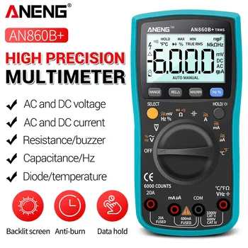 ANENG AN860B+ Digitalni Profesionalni Multimeter Auto Obseg Ozadja AC/DC Toka Ampermeter Ohm Električna Napetost Frekvenca Tester