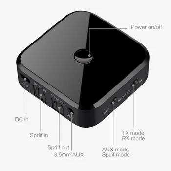 Bluetooth 5.0 Oddajnik Sprejemnik Brezžični Zvočni Adapter 3.5 mm AUX/SPDIF Za TV PC