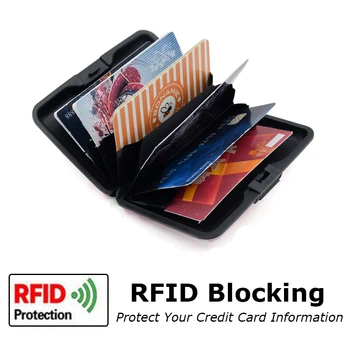 BONAMIE RFID Blokiranje Poslovanja ID Imetnik Kreditne Kartice Primeru 6 Reže Samorog Vzorec Aluminijasto Denarnico Za Ženske Človek Banka Kartico Polje