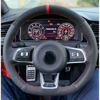 CARDAK Antilop Usnja Rdečo Oznako Avto Volan Kritje za Volkswagen Golf 7 Golf GTI R MK7 VW Polo GTI Scirocco 2016