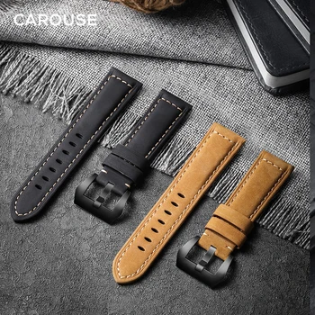 Carouse 22 mm 20 mm, Ročno Cowhide Band Za Samsung Galaxy Watch Aktivno 42mm 46mm Prestavi šport S2 S3 Klasičnih Trak Za Huawei GT 2