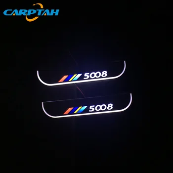 Carptah 4PCS Akril Gibljejo LED Dobrodošli Pedal Avto Izvažajo Ploščica Pedal Vrata Polico Poti Luč Za Peugeot 5008 2018