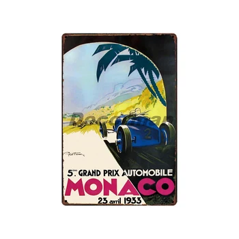 [ DecorMan ] Budimpešta Monako avto Dirke Kovine Znaki po Meri debelo Zidana Stena Plakat Slike Bar PUB Dekor DD-1694