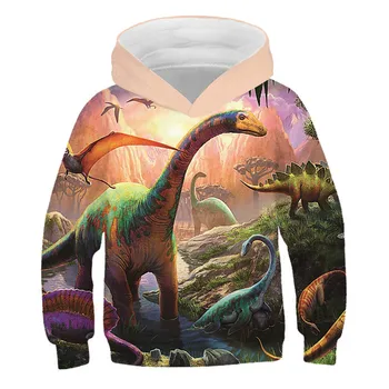 Dinozaver trenirke za fantje in dekleta, otroška moda živali risanka pulover, 3D tiskanih risanka otroški pulover s kapuco Vrh