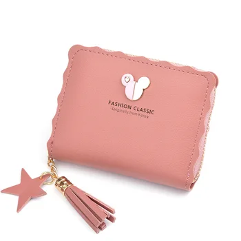 Disney Mickey mouse Mala denarnica lady kratko zadrgo tassel tipko kovanec torbici študent mala mini denarnice Minnie kartico sim Sklopka