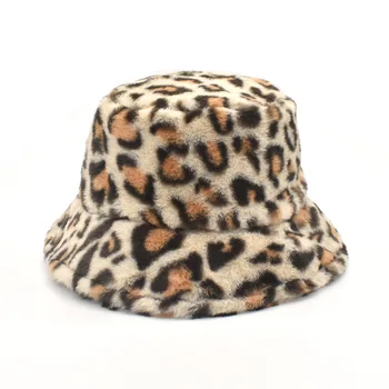 Doit Leopard Ženske Vedro klobuk lambswool moda ribolov, Klobuki Ženski toplo zimo Pari lady dekleta klobuk ribič