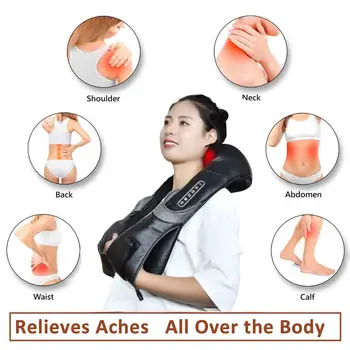 Električni Vratu Roller Massager za Bolečine v Hrbtu Shiatsu Infrardeča Lučka Masažno Blazino GuaSha Izdelkov Telesno Zdravje, Nego, Sprostitev