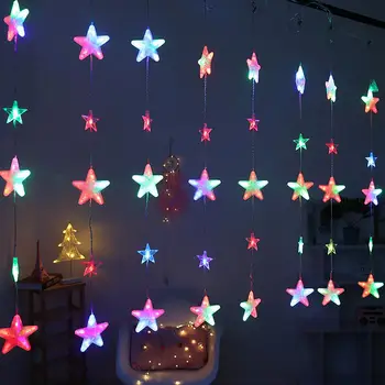 FENGRISE Snežinka Luna Star LED Zavesa Svetlobe Vesel Božič Okraski za Dom Natalne 2020 Xmas Darila Srečno Novo Leto 2021