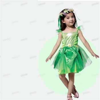Flower Fairy Dekle Obleko Zelene Elf Sprite Dekleta Halloween Cosplay Tutu Obleko Otroci Oblačila Otrok Kostum Božič