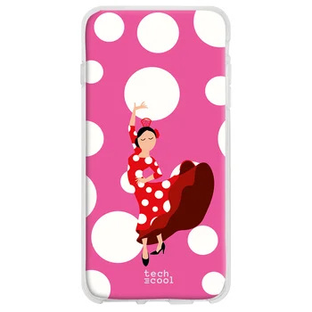 FunnyTech®Silikonsko Ohišje za Samsung Galaxy A51 5 G l Flamenca pošteno bela polka pike roza ozadje