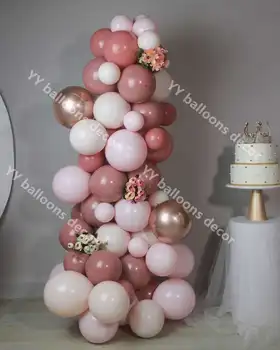 Globals Retro Roza DIY Baloni Garland Arch Kit Pastelnih Baby Roza Baloon Rose Zlato Obletnico Poroke, Rojstni Dekoracijo