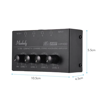 HA400 Ultra-kompaktno 4 Kanali, Mini Audio Stereo Slušalke Ojačevalnik z napajalnim Adapterjem