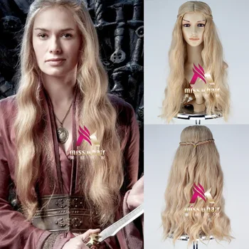 Halloween Cersei Lannister Lasuljo Zlati lasje Kraljico Cersei svetlo blond sintetičnih las kostume z las neto