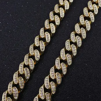Hip hop kubanski povezavo verige ženske kristalno ogrlica 13mm široko 16inch choker ledeni iz bling modni nakit 1 vrsta cz rose zlata rapper