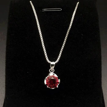 HuiSept Elegantno Srebrno 925 Ogrlica z 7mm Krog Ruby dragih kamnov Nakit Obesek za Ženske svate Okraski Wholesales