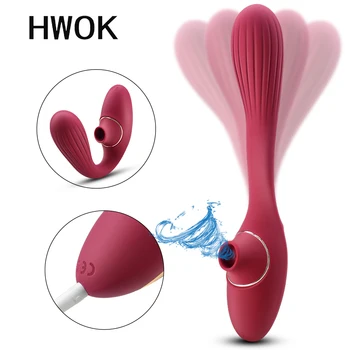 HWOK Vagina Lizanje Jezika Sesanju Vibrator Upogljivi Oralni Seks Sesalna G Spot Klitoris Stimulator Erotično Sex Igrača za Ženske