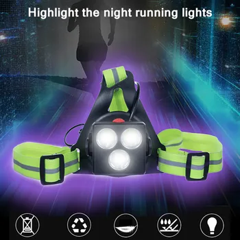 Izposoja Svetlobe USB Charge Noč zapored Svetilka LED Prsih Lučka za Šport na Prostem, Tek, Kolesarjenje Varnost Opozorilne Luči