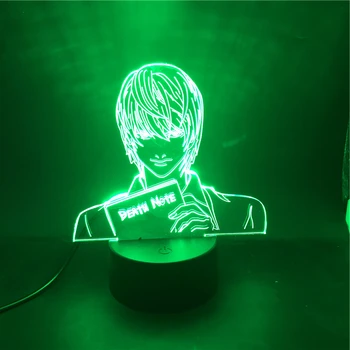Japonski SMRTI OPOMBA LED 3D Svetlobe Yagami Light Slika LED Anime Noč Svetlobe za Otroke Darila Spalnica Tabela Dekorativne Svetilke Igrače