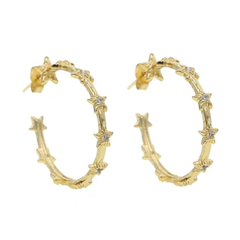 Klasičen modni nakit preprost cz star krog hoop uhan Zlato barvo trendovski nakit za ženske