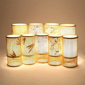Klasične Japonske Namizne Svetilke Bambusa Desk Lahke Lesene Stoječe Luči Dnevna Soba Postelji Okrasni Dom Tabela Razsvetljavo