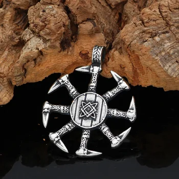 Kolovrat (Svetoch) Amulet Funt iz nerjavečega jekla Norse Viking ogrlico, Obesek