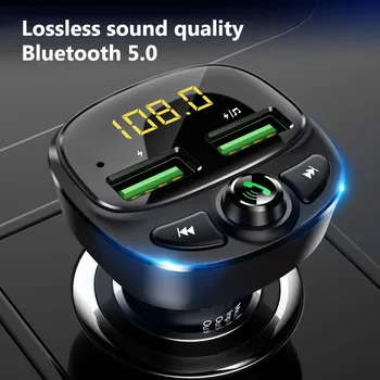 Konrisa FM Oddajnik Bluetooth 5.0 Dvojno USB Avto Polnilec Brezžični kompletom za Prostoročno FM Radio Adapter Podpira TF Kartice USB Gonilnik