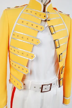 Kraljica Lead Vokal) Freddie Mercury Cosplay Kostum za Odrasle Moške, Ženske Rumeno Uniformo Kostum Celoten sklop Halloween Carnival po Meri