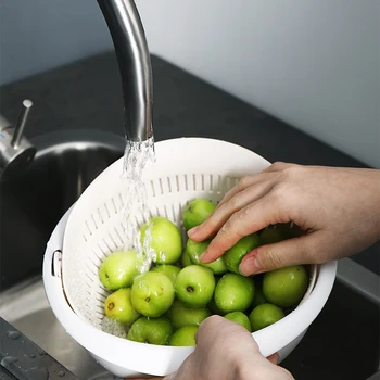 Kuhinja double drain košarico pomivanje posode cedilo cedilo rezanci, zelenjava in sadje, skladiščenje košarico kuhinja orodja