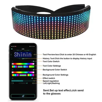 LED Bluetooth Očala Barvno LED Zaslon Smart Očala z APP Povezan Nadzor za Stranke Halloween Božič 2020 Nova