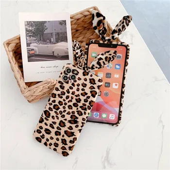 Leopard Natisniti moda Plišastih Primeru Telefon Za iphone mini 12 11 Pro Max 7 8 plus X XR XS Max SE 2020 Mehko Kritje Srčkan Fuzzy Primerih