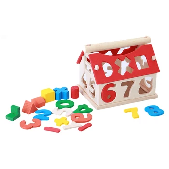 Lesena Hiša Obliko Matematiko Igrača Multicolor Število Učenje, Izobraževanje Igrače Za Otroke, Ustvarjalne Montessori Lesene Igrače Matematika