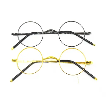 Letnik 40 mm Majhne Okrogle Eyeglass Okvirji Celoten Rob Stekla Rx lahko Moški Ženske Kratkovidnost Unisex