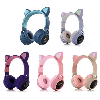 Luštna Mačka Ušesa Slušalke Brezžične Slušalke Slušalke 5.0 Bas Zložljive Stereo Slušalke Gaming Slušalke Za Mobilni Telefon