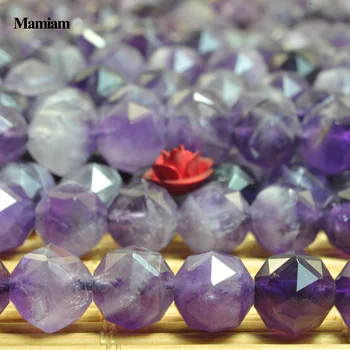 Mamiam Naravnih A+ Vijolični Ametist Violet Quartz Crystal Diamond Gladko Kroglice 7,5 mm Kamen DIY Zapestnico, Ogrlico, Nakit, Izdelava