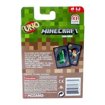 Mattel Igre UNO Minecraft Igra s kartami, Družino Smešno Zabave, Igre Zabava Poker Otroci Igrače, Igralne Karte,