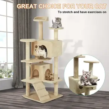 Mačka Drevo Condo Pohištvo Mucek Dejavnosti Stolp Pet Kitty Play Hiša z Praskanje delovnih Mest Gredi viseči mreži