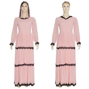 MD Elegantno Večerjo Obleke Za Ženske Muslimanskih Moda Hooded Abaya Dubaj Turčija Šifon Obleko Caftan Marocain Evropske Oblačila
