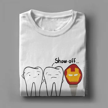 Men ' s Show-Off Zob T-Shirt Zobni Vsadki Zobozdravnik Zobozdravstvo Osnovne Tees O-Vratu Moški Tshirt Vrhovi Čista Bombažna Majica Plus Velikost