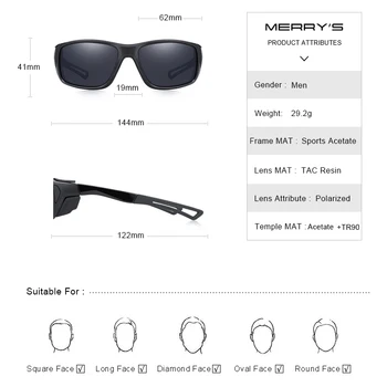 MERRYS DESIGN Moških Polarizirana Športih na Prostem, sončna Očala, Moška Očala Očala Za Vožnjo Ribolov UV400 S9030