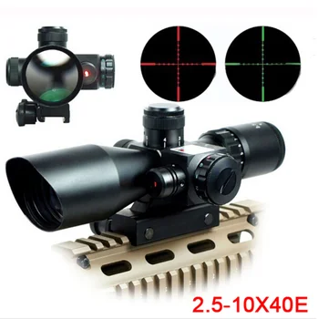 Mil-Dot Reticle Pogled Področje Lov Riflescope 2.5-10 x 40E Krat Zoom Laser Osvetljeni Tactical Puška, ki Obsega 20 mm Železniškega Nosilci