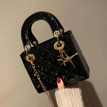 Mini lady Lakasto usnje Torbice luksuzne ročne torbe ženske torbe oblikovalec Rattan modni Črno vrečko crossbody