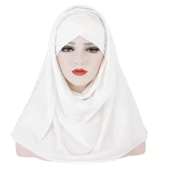 Mleko-svileni šal enobarvni klobuk dva-delni set Muslimanska ženska moda in ženske pokrov