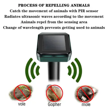 Mol Repelenti, 4 Pack Ultrazvočno Živali Repelenti Solar Powered Gopher in Uharica Ima Humano Glodalcev Nepropustno